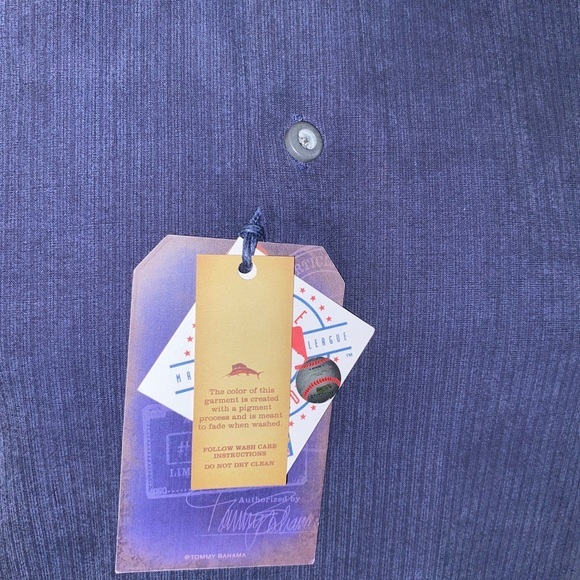 NWT New York Mets Shirt Medium Tommy Bahama Button Down Silk Embroidered‎ Blue - Picture 3 of 10